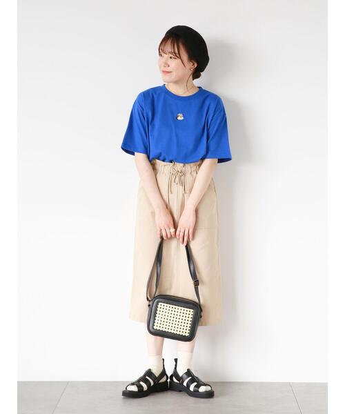 ehka sopo（エヘカソポ）の「◎ワンコ刺繍Tシャツ（Tシャツ/カットソー・レディース・ブルー/オフホワイト/ベージュ/ブラック・F）」の7枚目の写真