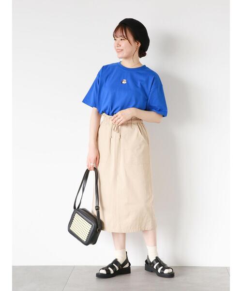 ehka sopo（エヘカソポ）の「◎ワンコ刺繍Tシャツ（Tシャツ/カットソー・レディース・ブルー/オフホワイト/ベージュ/ブラック・F）」の8枚目の写真