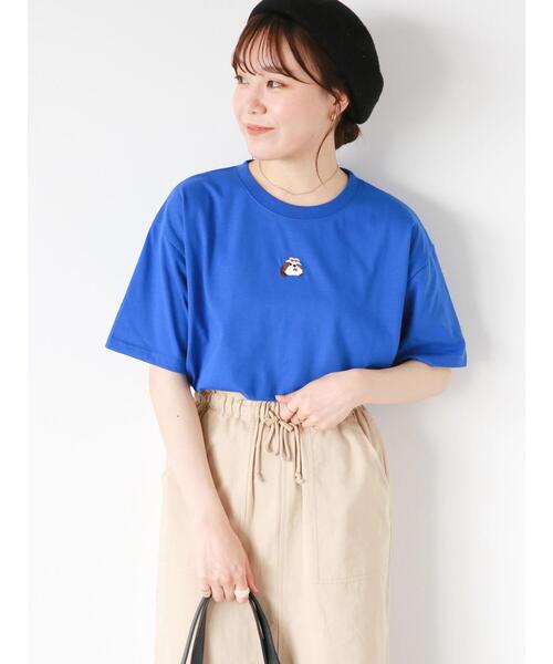 ehka sopo（エヘカソポ）の「◎ワンコ刺繍Tシャツ（Tシャツ/カットソー・レディース・ブルー/オフホワイト/ベージュ/ブラック・F）」の11枚目の写真