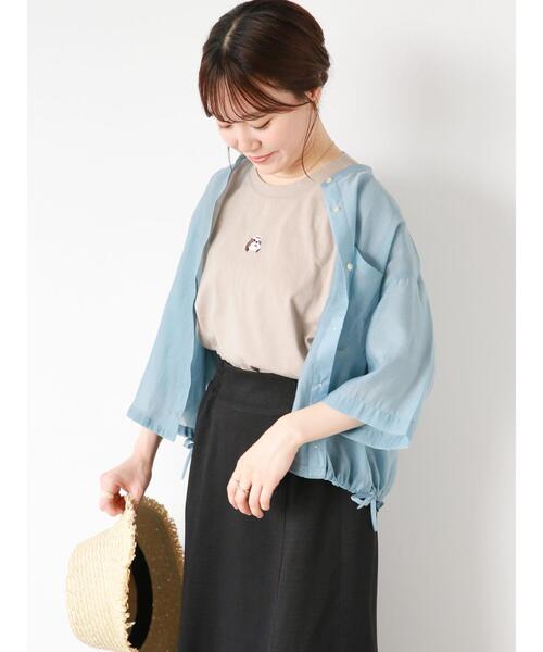 ehka sopo（エヘカソポ）の「◎ワンコ刺繍Tシャツ（Tシャツ/カットソー・レディース・ブルー/オフホワイト/ベージュ/ブラック・F）」の20枚目の写真