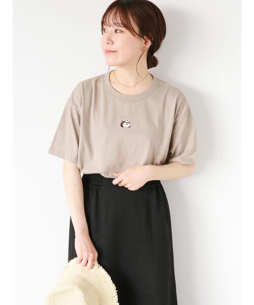 ehka sopo（エヘカソポ）の「◎ワンコ刺繍Tシャツ（Tシャツ/カットソー・レディース・ブルー/オフホワイト/ベージュ/ブラック・F）」の21枚目の写真