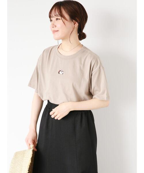 ehka sopo（エヘカソポ）の「◎ワンコ刺繍Tシャツ（Tシャツ/カットソー・レディース・ブルー/オフホワイト/ベージュ/ブラック・F）」の22枚目の写真