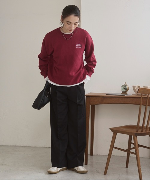 ANGIE（アンジー）の「ワンポイント 刺繍 クルーネック スウェット /トレーナー（スウェット・レディース・アッシュグレー/杢グレー/ネイビー×ホワイト/ブラック×ホワイト/ホワイト×ネイビー/ロイヤルブルー/ライトピンク/ホワイト系1/ネイビー系1/グレー系1/ライトグレー系1/ワイン・MEDIUM/LARGE/X-LARGE）」の13枚目の写真