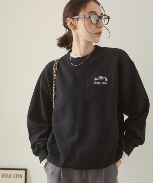 ワンポイント 刺繍 クルーネック スウェット /トレーナー