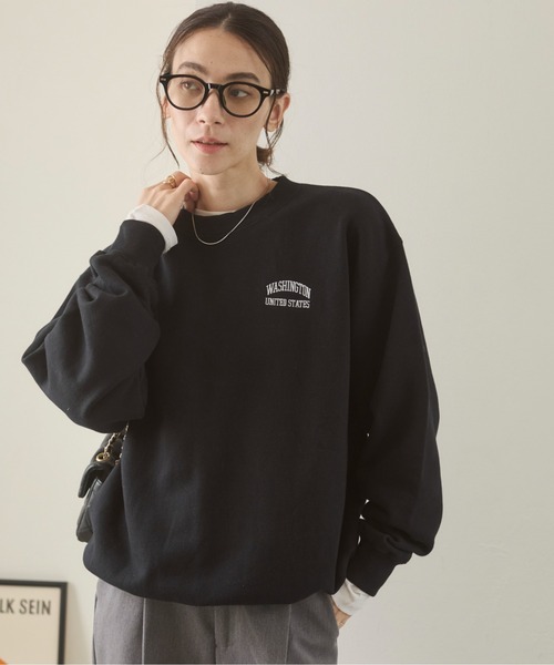 ANGIE(アンジー)の「ワンポイント 刺繍 クルーネック スウェット /トレーナー(スウェット・レディース・アッシュグレー/杢グレー/ネイビー×ホワイト/ブラック×ホワイト/ホワイト×ネイビー/ロイヤルブルー/ライトピンク/ホワイト系1/ネイビー系1/グレー系1/ライトグレー系1/ワイン・MEDIUM/LARGE/X-LARGE)」の15枚目の写真