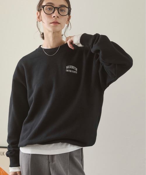 ANGIE(アンジー)の「ワンポイント 刺繍 クルーネック スウェット /トレーナー(スウェット・レディース・アッシュグレー/杢グレー/ネイビー×ホワイト/ブラック×ホワイト/ホワイト×ネイビー/ロイヤルブルー/ライトピンク/ホワイト系1/ネイビー系1/グレー系1/ライトグレー系1/ワイン・MEDIUM/LARGE/X-LARGE)」の17枚目の写真