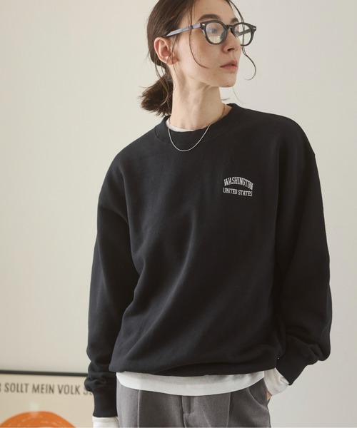 ANGIE(アンジー)の「ワンポイント 刺繍 クルーネック スウェット /トレーナー(スウェット・レディース・アッシュグレー/杢グレー/ネイビー×ホワイト/ブラック×ホワイト/ホワイト×ネイビー/ロイヤルブルー/ライトピンク/ホワイト系1/ネイビー系1/グレー系1/ライトグレー系1/ワイン・MEDIUM/LARGE/X-LARGE)」の18枚目の写真