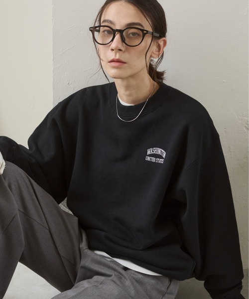 ワンポイント 刺繍 クルーネック スウェット /トレーナー（スウェット