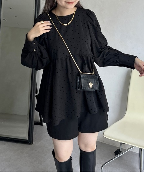 prose verse（プロズヴェール）の「フロッキードットペプラムブラウス（シャツ/ブラウス・レディース・ブラック・MEDIUM/LARGE）」の2枚目の写真