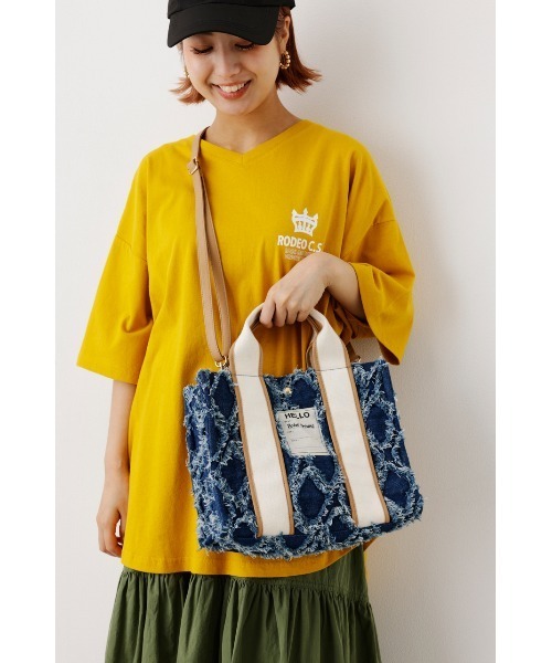 RODEO CROWNS WIDE BOWL(ロデオクラウンズワイドボウル)の「パッチワーク DENIM TOTE(トートバッグ・レディース・ブラック/ブルー・FREE)」の18枚目の写真