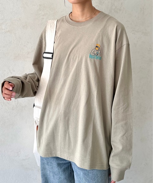 CPCM(シーピーシーエム)の「胸1ポイント刺繍ロンT(Tシャツ/カットソー・メンズ・ホワイト系その他/ホワイト/グリーン/ホワイト系その他3/グレイッシュベージュ/ブラック・MEDIUM/LARGE)」の6枚目の写真