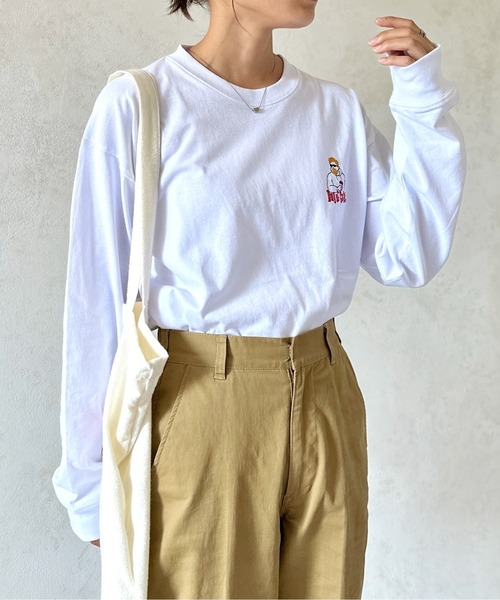 CPCM(シーピーシーエム)の「胸1ポイント刺繍ロンT(Tシャツ/カットソー・メンズ・ホワイト系その他/ホワイト/グリーン/ホワイト系その他3/グレイッシュベージュ/ブラック・MEDIUM/LARGE)」の9枚目の写真