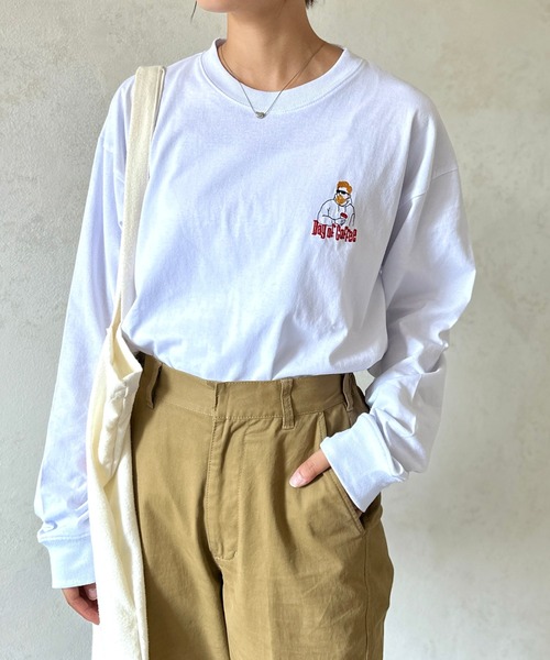 CPCM(シーピーシーエム)の「胸1ポイント刺繍ロンT(Tシャツ/カットソー・メンズ・ホワイト系その他/ホワイト/グリーン/ホワイト系その他3/グレイッシュベージュ/ブラック・MEDIUM/LARGE)」の11枚目の写真