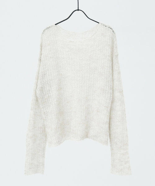 abahouse mavie（アバハウスマヴィ）の「ローゲージシースルーニットプルオーバー（ニット/セーター・レディース・アイボリー/エメラルド/ダークオレンジ・フリー）」の4枚目の写真