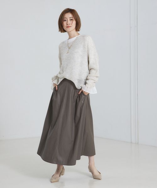 abahouse mavie（アバハウスマヴィ）の「ローゲージシースルーニットプルオーバー（ニット/セーター・レディース・アイボリー/エメラルド/ダークオレンジ・フリー）」の7枚目の写真