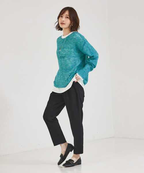 abahouse mavie（アバハウスマヴィ）の「ローゲージシースルーニットプルオーバー（ニット/セーター・レディース・アイボリー/エメラルド/ダークオレンジ・フリー）」の15枚目の写真