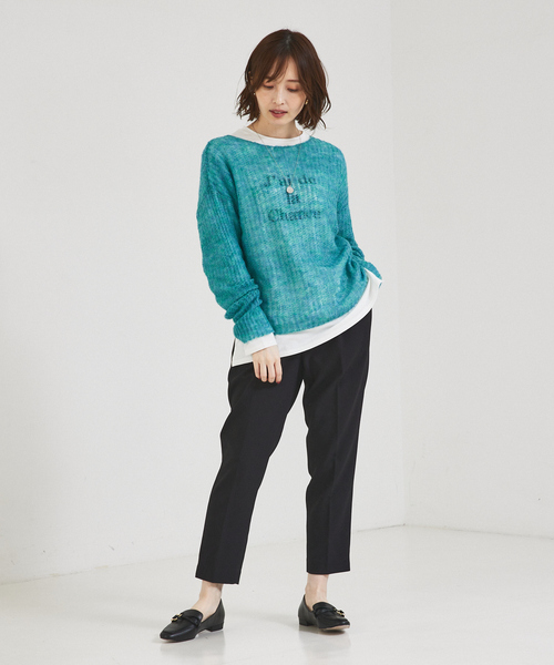 abahouse mavie（アバハウスマヴィ）の「ローゲージシースルーニットプルオーバー（ニット/セーター・レディース・アイボリー/エメラルド/ダークオレンジ・フリー）」の16枚目の写真