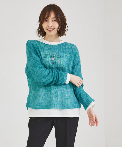 abahouse mavie（アバハウスマヴィ）の「ローゲージシースルーニットプルオーバー（ニット/セーター・レディース・アイボリー/エメラルド/ダークオレンジ・フリー）」の18枚目の写真