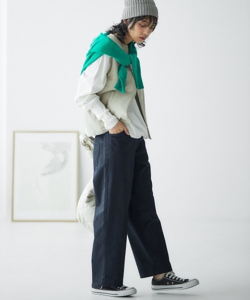 nissen（ニッセン）の「ゆるフィットワイドパンツ（チノパンツ・レディース・ライトベージュ/ネイビー系2/モカ/ブラック/カーキ/バーガンディー/オフホワイト/ネイビー系1/ベージュ・L/LL/S/M/3L）」の22枚目の写真