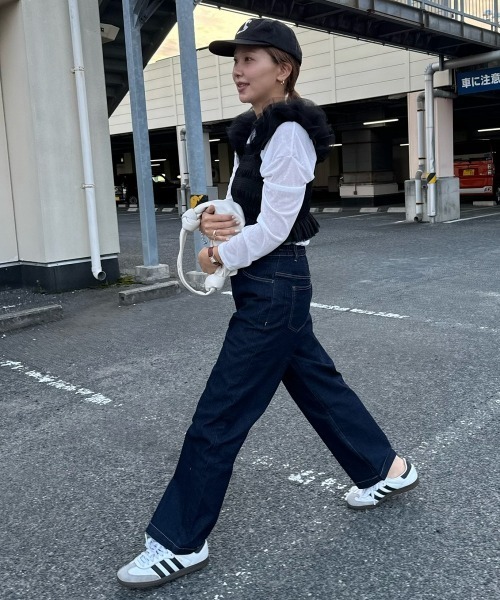 nissen（ニッセン）の「ゆるフィットワイドパンツ（チノパンツ・レディース・ライトベージュ/ネイビー系2/モカ/ブラック/カーキ/バーガンディー/オフホワイト/ネイビー系1/ベージュ・L/LL/S/M/3L）」の10枚目の写真