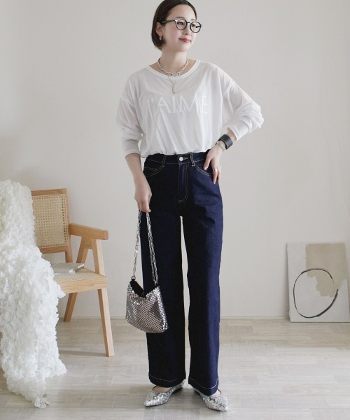 nissen（ニッセン）の「ゆるフィットワイドパンツ（チノパンツ・レディース・ライトベージュ/ネイビー系2/モカ/ブラック/カーキ/バーガンディー/オフホワイト/ネイビー系1/ベージュ・L/LL/S/M/3L）」の14枚目の写真