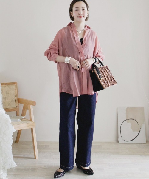 nissen（ニッセン）の「ゆるフィットワイドパンツ（チノパンツ・レディース・ライトベージュ/ネイビー系2/モカ/ブラック/カーキ/バーガンディー/オフホワイト/ネイビー系1/ベージュ・L/LL/S/M/3L）」の13枚目の写真