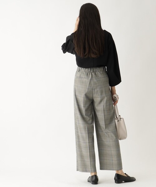 OPAQUE.CLIP（オペークドットクリップ）の「◆セットアップ対応 チェックアソートタックワイドパンツ【洗濯機洗い可／イージーケア／防シワ加工】（その他パンツ・レディース・グリーン系その他3/ブラック系1・40/36/38）」の6枚目の写真