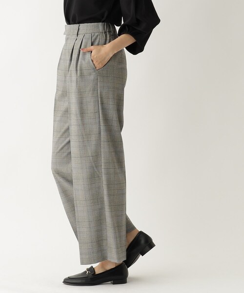 OPAQUE.CLIP（オペークドットクリップ）の「◆セットアップ対応 チェックアソートタックワイドパンツ【洗濯機洗い可／イージーケア／防シワ加工】（その他パンツ・レディース・グリーン系その他3/ブラック系1・40/36/38）」の8枚目の写真