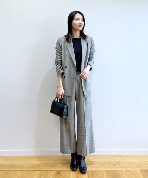 OPAQUE.CLIP（オペークドットクリップ）の「◆セットアップ対応 チェックアソートタックワイドパンツ【洗濯機洗い可／イージーケア／防シワ加工】（その他パンツ・レディース・グリーン系その他3/ブラック系1・40/36/38）」の10枚目の写真