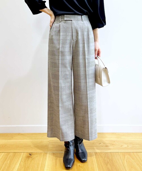 OPAQUE.CLIP（オペークドットクリップ）の「◆セットアップ対応 チェックアソートタックワイドパンツ【洗濯機洗い可／イージーケア／防シワ加工】（その他パンツ・レディース・グリーン系その他3/ブラック系1・40/36/38）」の13枚目の写真