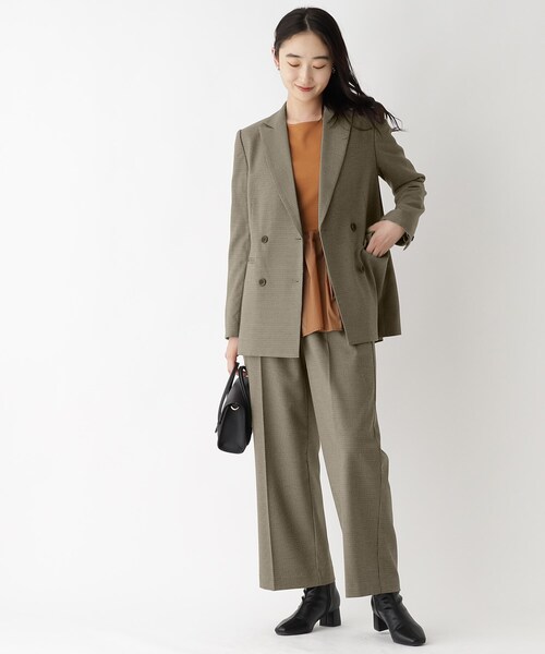 OPAQUE.CLIP（オペークドットクリップ）の「◆セットアップ対応 チェックアソートタックワイドパンツ【洗濯機洗い可／イージーケア／防シワ加工】（その他パンツ・レディース・グリーン系その他3/ブラック系1・40/36/38）」の16枚目の写真