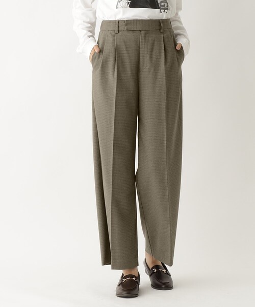 OPAQUE.CLIP（オペークドットクリップ）の「◆セットアップ対応 チェックアソートタックワイドパンツ【洗濯機洗い可／イージーケア／防シワ加工】（その他パンツ・レディース・グリーン系その他3/ブラック系1・40/36/38）」の17枚目の写真