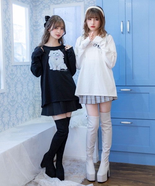 Newlyme(ニューリーミー)の「ストレッチフィット厚底美脚ニーハイブーツ(ブーツ・レディース・ブラック/ブラック系その他/オフホワイト・23.5cm/22.5cm/24cm/25cm/23cm/24.5cm)」の12枚目の写真