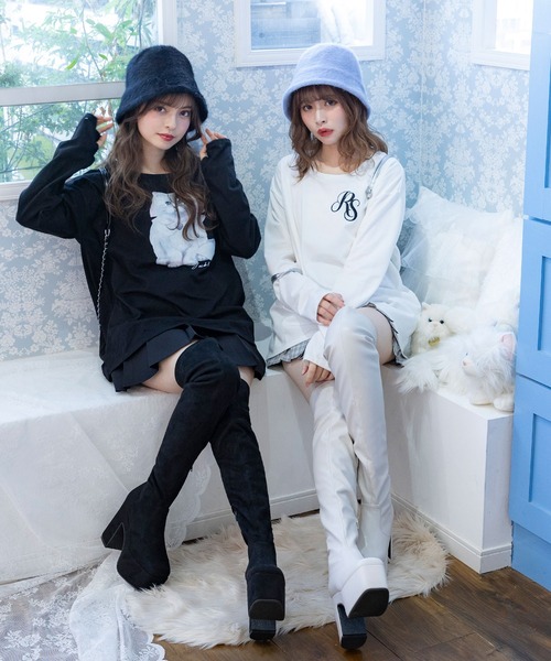 Newlyme(ニューリーミー)の「ストレッチフィット厚底美脚ニーハイブーツ(ブーツ・レディース・ブラック/ブラック系その他/オフホワイト・23.5cm/22.5cm/24cm/25cm/23cm/24.5cm)」の13枚目の写真