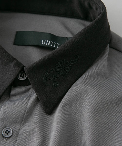 UNIIT(ユニット)の「【UNIIT/ユニット】衿配色 襟刺繍 ドルマンスリーブシャツ ビッグシルエット 韓国モード フラワー刺繍(シャツ/ブラウス・メンズ・ブラック/グレー/ホワイト・MEDIUM/LARGE)」の16枚目の写真