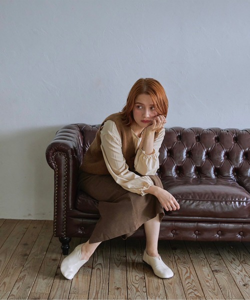 t a r o s u（タロス）の「warm simple slit skirt/ウォームシンプルスリットスカート（スカート・レディース・ベージュ/ブラウン・FREE）」の4枚目の写真