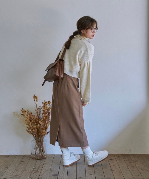 t a r o s u（タロス）の「warm simple slit skirt/ウォームシンプルスリットスカート（スカート・レディース・ベージュ/ブラウン・FREE）」の14枚目の写真