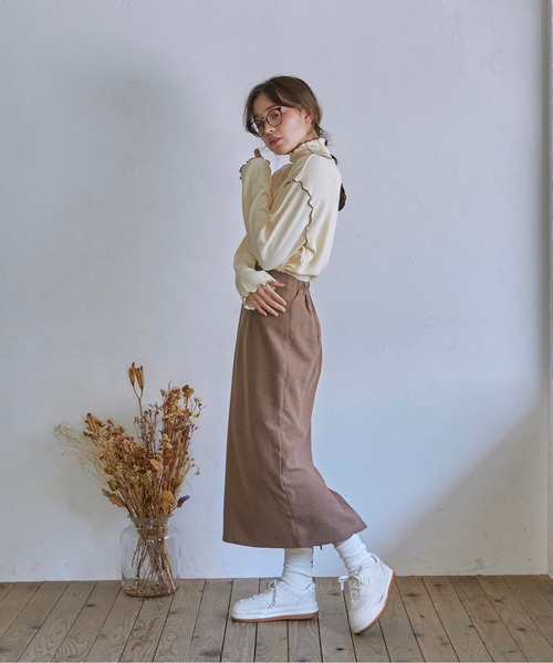 t a r o s u（タロス）の「warm simple slit skirt/ウォームシンプルスリットスカート（スカート・レディース・ベージュ/ブラウン・FREE）」の12枚目の写真