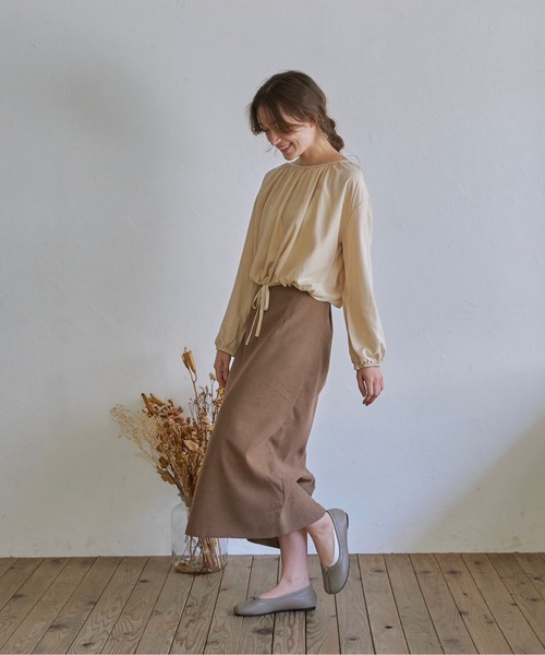 t a r o s u（タロス）の「warm simple slit skirt/ウォームシンプルスリットスカート（スカート・レディース・ベージュ/ブラウン・FREE）」の15枚目の写真