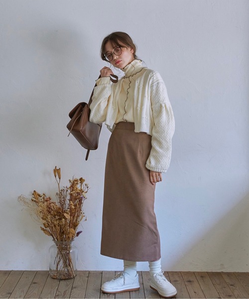 t a r o s u（タロス）の「warm simple slit skirt/ウォームシンプルスリットスカート（スカート・レディース・ベージュ/ブラウン・FREE）」の17枚目の写真