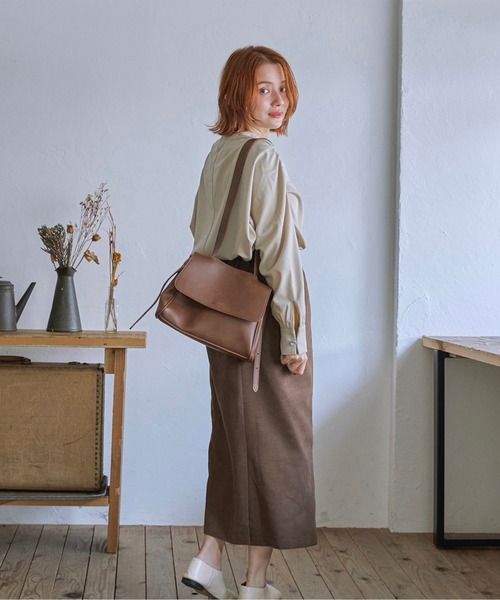 t a r o s u（タロス）の「warm simple slit skirt/ウォームシンプルスリットスカート（スカート・レディース・ベージュ/ブラウン・FREE）」の6枚目の写真