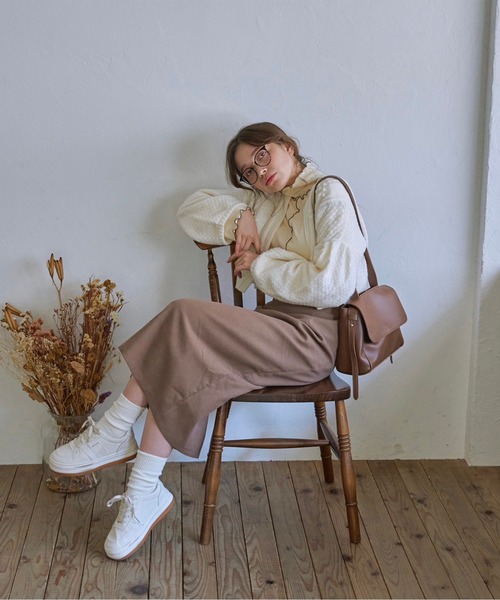 t a r o s u（タロス）の「warm simple slit skirt/ウォームシンプルスリットスカート（スカート・レディース・ベージュ/ブラウン・FREE）」の20枚目の写真