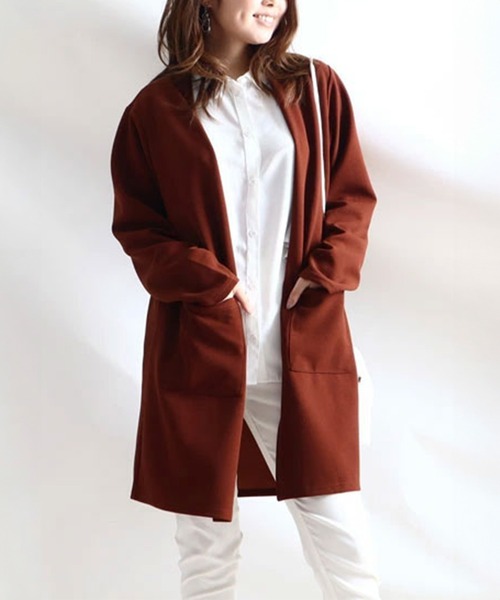 GOLDJAPAN(ゴールドジャパン)の「ロングカーディガン【大きいサイズ対応】(カーディガン/ボレロ・レディース・オフホワイト/グレー/ブルー/ブラック/パープル/ブラウン・3L/4L/5L/LL)」の4枚目の写真