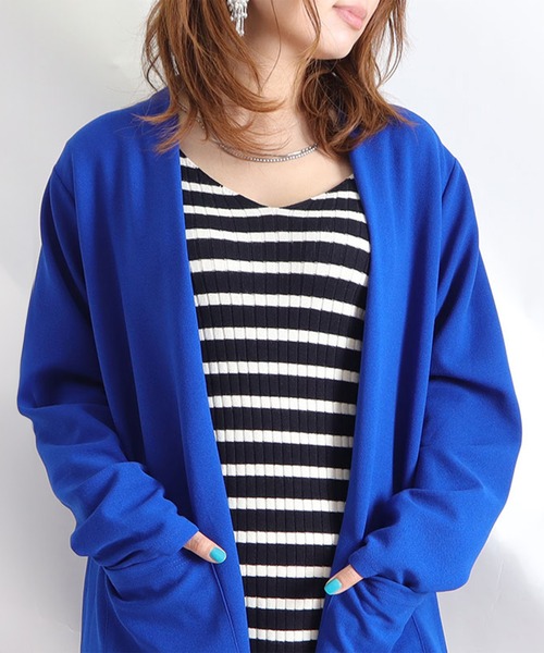 GOLDJAPAN(ゴールドジャパン)の「ロングカーディガン【大きいサイズ対応】(カーディガン/ボレロ・レディース・オフホワイト/グレー/ブルー/ブラック/パープル/ブラウン・3L/4L/5L/LL)」の5枚目の写真