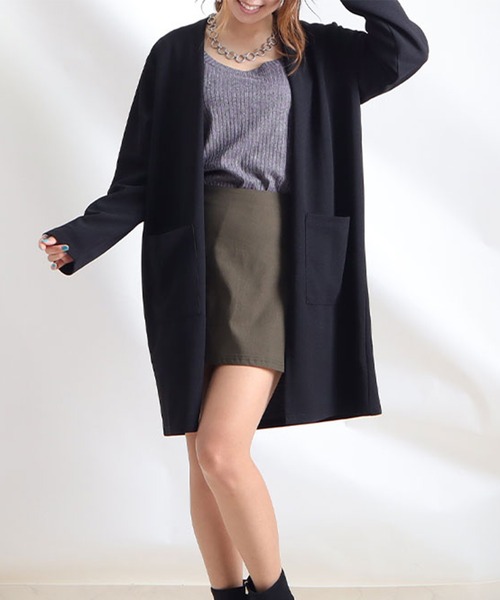 GOLDJAPAN(ゴールドジャパン)の「ロングカーディガン【大きいサイズ対応】(カーディガン/ボレロ・レディース・オフホワイト/グレー/ブルー/ブラック/パープル/ブラウン・3L/4L/5L/LL)」の2枚目の写真