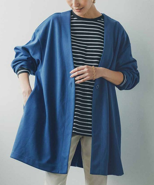 IEDIT（イディット）の「ＩＥＤＩＴ　ミドル丈がちょうどいいゆるシルエットのダンボールコーディガン（カーディガン/ボレロ・レディース・モカ/ブルー・MEDIUM/LARGE/X-LARGE）」の2枚目の写真