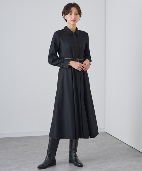 極美品 ANAYI アナイ シャツワンピース ウール ロング グレンチェック 極美品 ANAYI アナイ シャツワンピース ウール ロング グレン