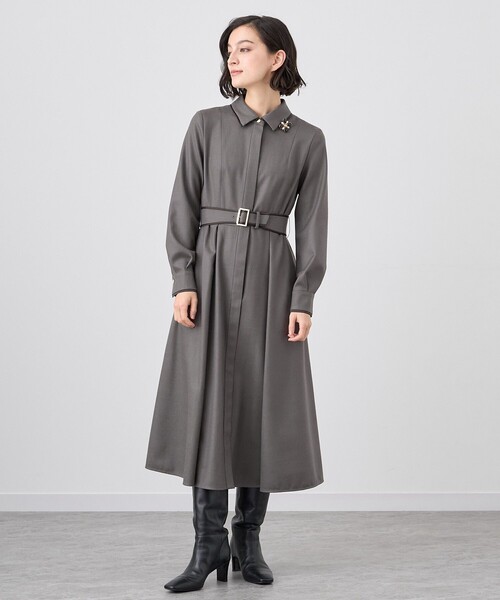 ANAYI(アナイ)の「ウールフラノタックシャツ ワンピース ANAYI(アナイ)の「ウールフラノタックシャツ ワンピース