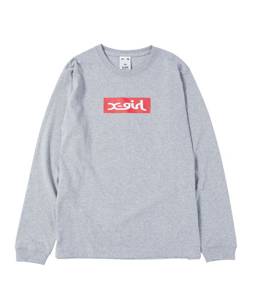 X-girl（エックスガール）の「BOX LOGO L/S TEE（Tシャツ/カットソー・レディース・ホワイト/ブラック/アッシュ・ONE SIZE）」の7枚目の写真