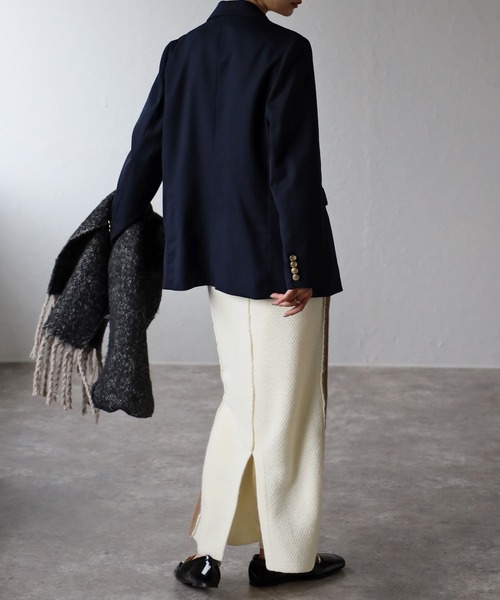 Bonjour Sagan（ボンジュールサガン）の「アルパカタッチ配色切替スカート（スカート・レディース・ベージュ/アイボリー・FREE）」の5枚目の写真